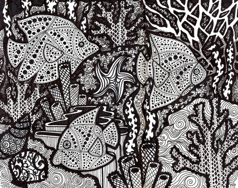 Coral Reef Zentangle Coloring Page